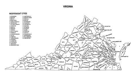 Virginia County Map Editable And Printable State County Maps