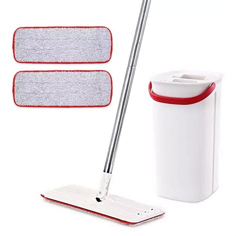 Flat Squeeze Mop And Bucket With Hand Washing Microfiber Free 2 Mop Cleaning Cloth Kitchen