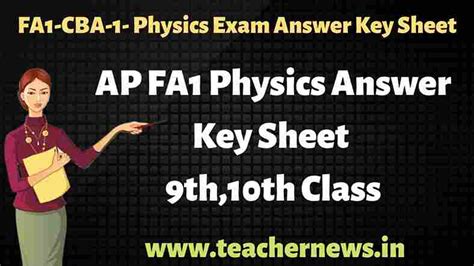 FA1 CBA 1 Physics Exam Answer Key Sheet Aug 2024 AP FA1 Physics