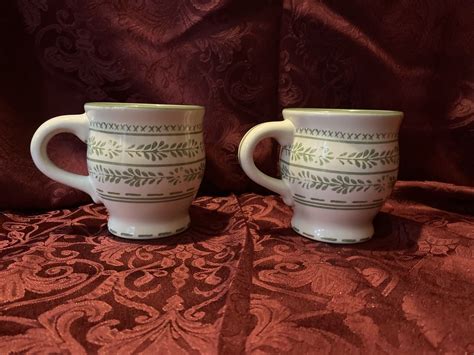 2 Pfaltzgraff Circle Of Kindness Merriweather Pattern Mugs Stoneware