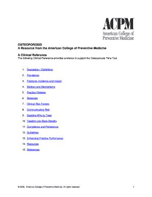 Fillable Online Acpm Osteoporosis Clinical Reference American College