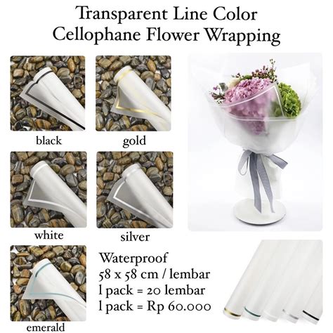 Jual Kertas Cellophane Buket Bunga Transparent Line Color Flower