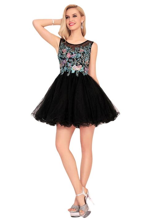 Homecoming Dresses A Line Scoop Shortmini Tulle With Beadsandappliques