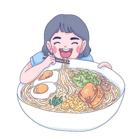 Premium Vector | Mukbang cartoon illustration