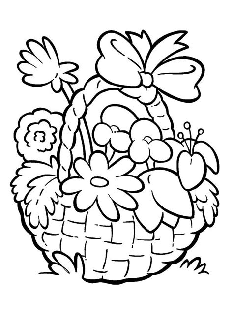 Flower Basket Colouring Pages At Free Printable