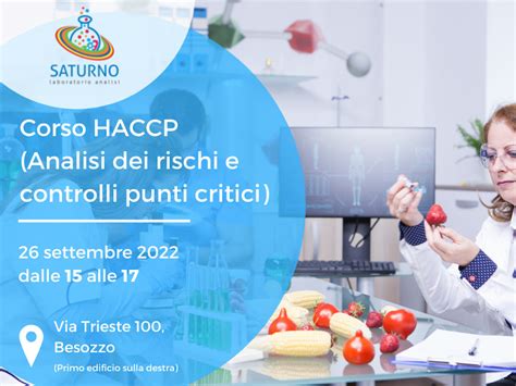 Corso HACCP 26 Settembre 2022 Saturno Laboratorio Analisi Besozzo VA