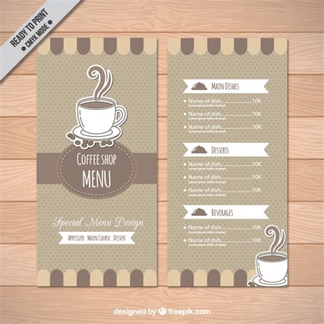 Free Vector Coffee Shop Menu Template