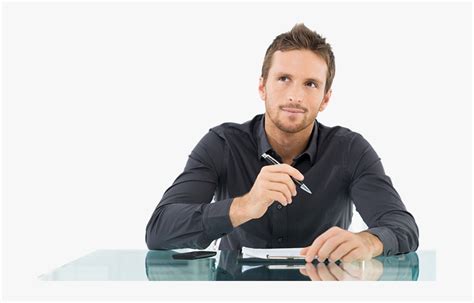 Transparent Businessman Png Person Thinking While Writing Png