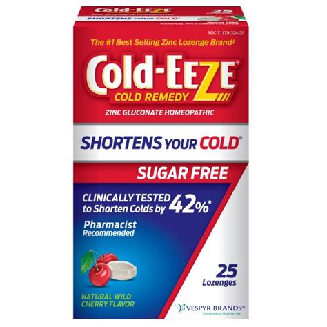 Cold Eeze Cold Remedy Sugar Free Lozenges Natural Wild Cherry Flavor