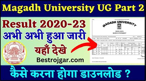 Magadh University Ug Part 2 Result 2020 23 मगध यूनिवर्सिटी का पार्ट 2