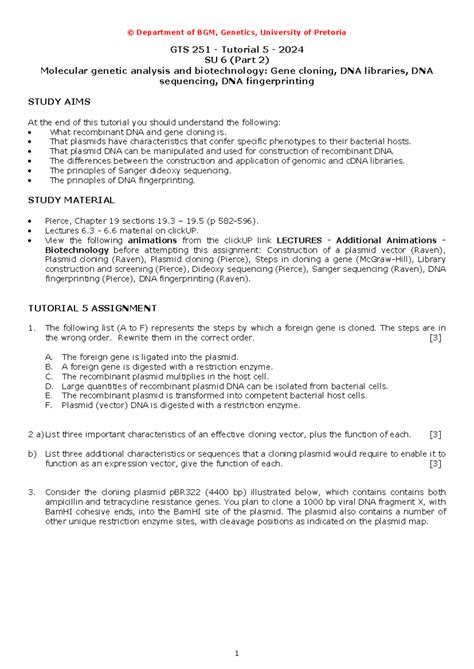 Tutorial Assignment Su Department Of Bgm Genetics