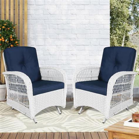 Bayou Breeze 2-piece Outdoor White Wicker Glider Rocking Chair, Patio
