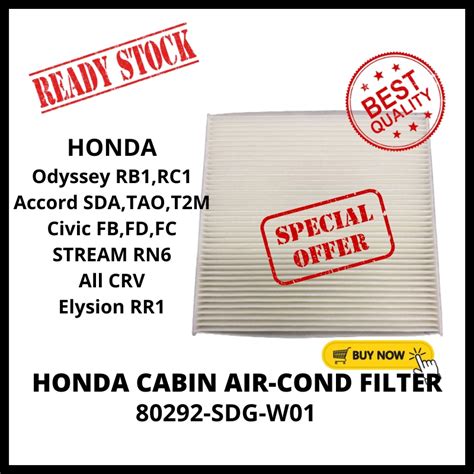 Honda Aircond Cabin Filter Accord Sda Tao T M Odyssey Rb Civic Fd Sna