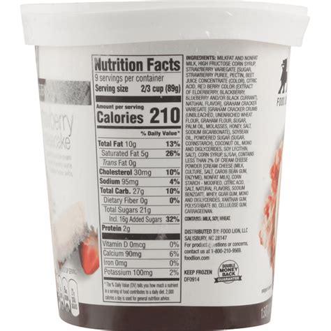 Food Lion Ice Cream Strawberry Cheesecake 15 Qt Delivery Or Pickup