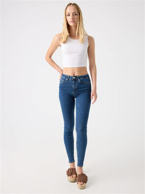 Jeans Mujer Jeans Skinny Tiro Medio Azul Inside Dancinonbroad