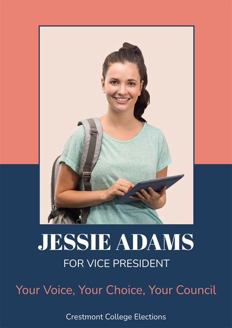 Election Campaign Poster For Vice President With Smiling Student From