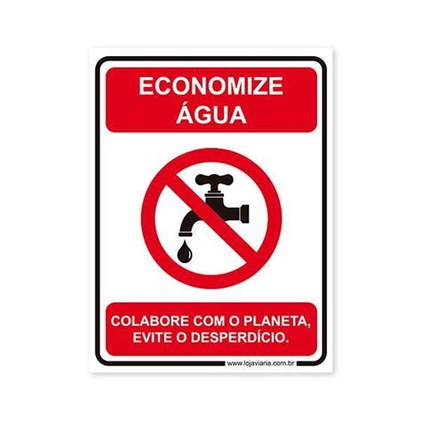 Placa Economize Água 15x20 cm ACM 3 mm Placas de sinalização