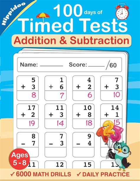 Timed Tests Addition And Subtraction Math Drills Practice Days Of