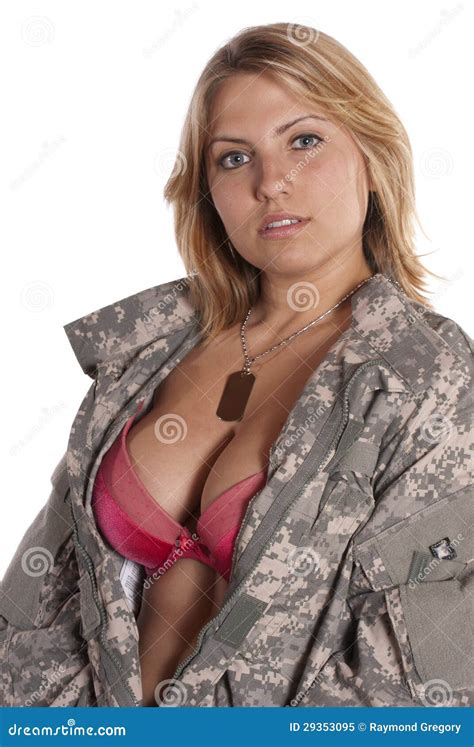 Pin Up Girl Implied Nude Military Uniform Stock Image Image Of Girl Sensual