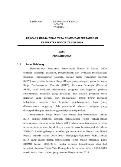 Nomor Tanggal Rencana Kerja Dinas Tata Ruang Dan Pertanahan