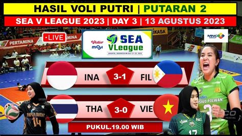 HASIL VOLI PUTRI SEA V LEAGUE 2023 DAY 3 HARI INI INDONESIA 3 1