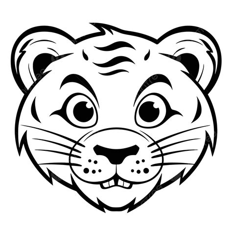 Tiger Head Cartoon Mascot Clipart Template Illustration Outline Sketch ...