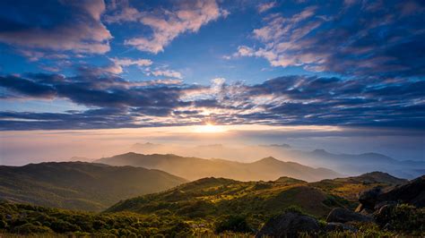 Papeis de parede Hong Kong Montanhas Amanheceres e entardeceres Manhã