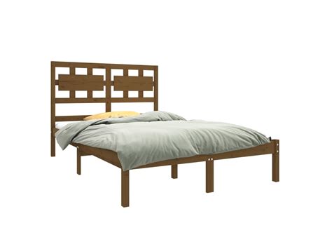 vidaXL Estrutura cama dupla 135x190 cm madeira maciça castanho mel