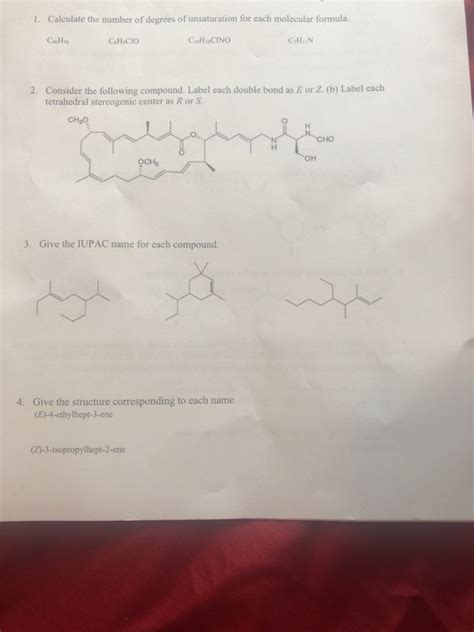 Solved Caleulate The Number Of Degrees Of Unsaturation Chegg