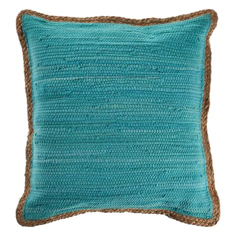 20 Square Turquoise Jute Border Pillow Wilford And Lee Home Accents