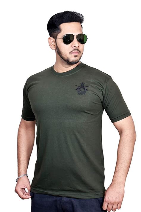 Cotton Men Real Dad Indian Army Half Sleeve T Shirt Size Medium