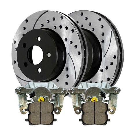 Geelife Front Brake Caliper Ceramic Pad Drilled Slotted Rotor Kit For