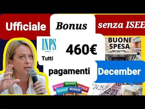 460 Bonus 550Tutti Pagamenti Inps Dicembre 2023 Social Card