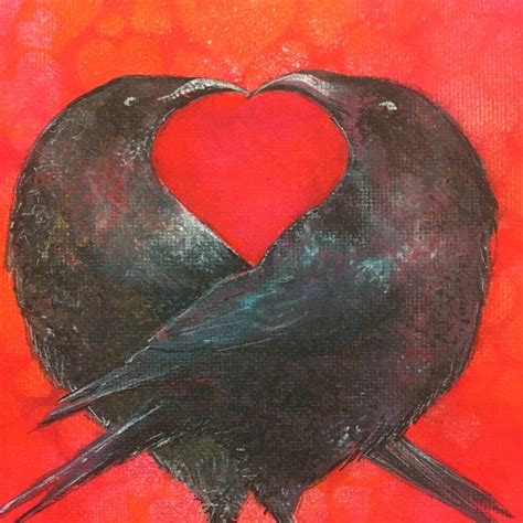 Crows In Love Picture Crow Lovers Art Pagan Witchy Artwork Etsy