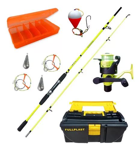 Combo Pesca Variada Rio Caña 2 40 Mts Reel Caja Linea