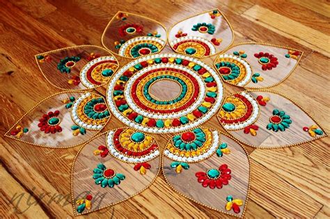 Rangoli Kundan Art Sunflower Kundan Rangoli Danmala Mandala Etsy