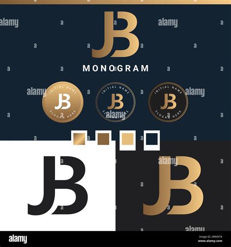 Luxury Jb Or Bj Initial Monogram Text Letter Logo Design Stock Vector