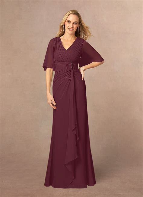 Cabernet Azazie Carson Robe A Ligne Col V En Dentelle Longueur Ras Du