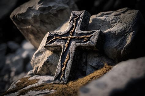 A cruz de pedra na imagem serve como uma representação visual da