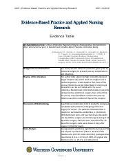 Finished Evidence Table 1 Pdf XAP1 Evidence Based Practice And