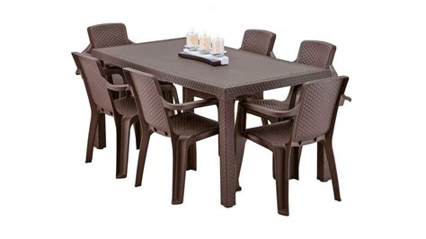 MESA PLÁSTICA RECTANGULAR CON 6 SILLAS CON BRAZO COD 228 Basureros