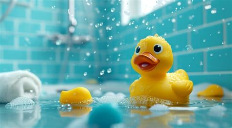 Premium Photo Rubber Duck At Play With And Showers In A Bathroom