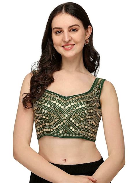 Amrutam Fab Women Green Silk Embroidered Blouse Jiomart