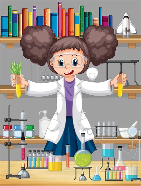 Laboratory scene with scientist cartoon character 6583531 Vector Art at ...