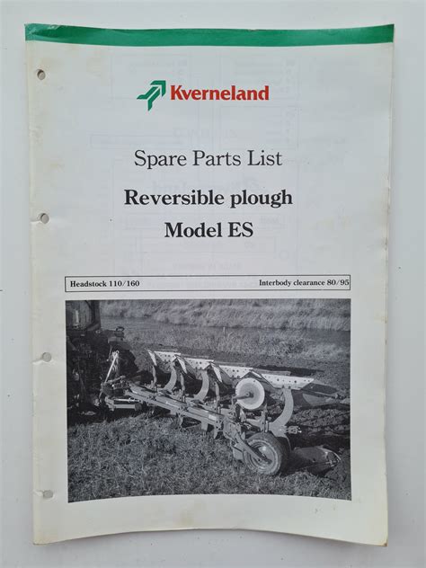 Kverneland Model ES Reversible Plough Parts Catalogue - SPS Parts