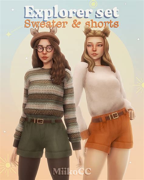 Explorer Set Sweater Shorts Miiko Sims Sims Teen Sims