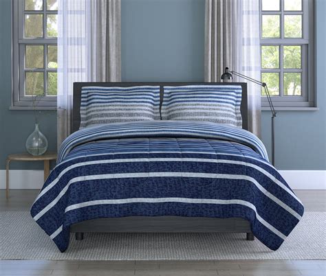 Inspired Surroundings 3 Piece King Comforter Set Blue Harper Stripe