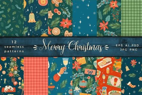 Merry Christmas 12 Seamless Patterns - Design Cuts