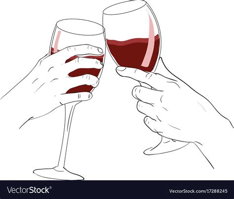 Hand Clink Glass Of Wine Royalty Free Vector Image