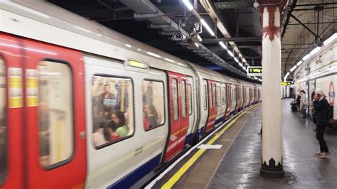 Train at London Undergrond Tube Station in London Stock Footage - Video ...